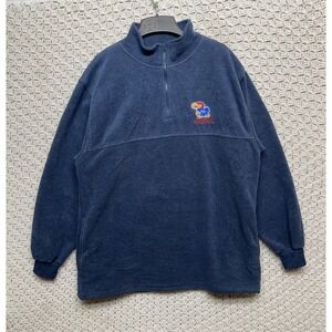 Kansas Jayhawks Lee  Jacket Men's Large Blue 1/4 Zip‎ Fleece Sweaters